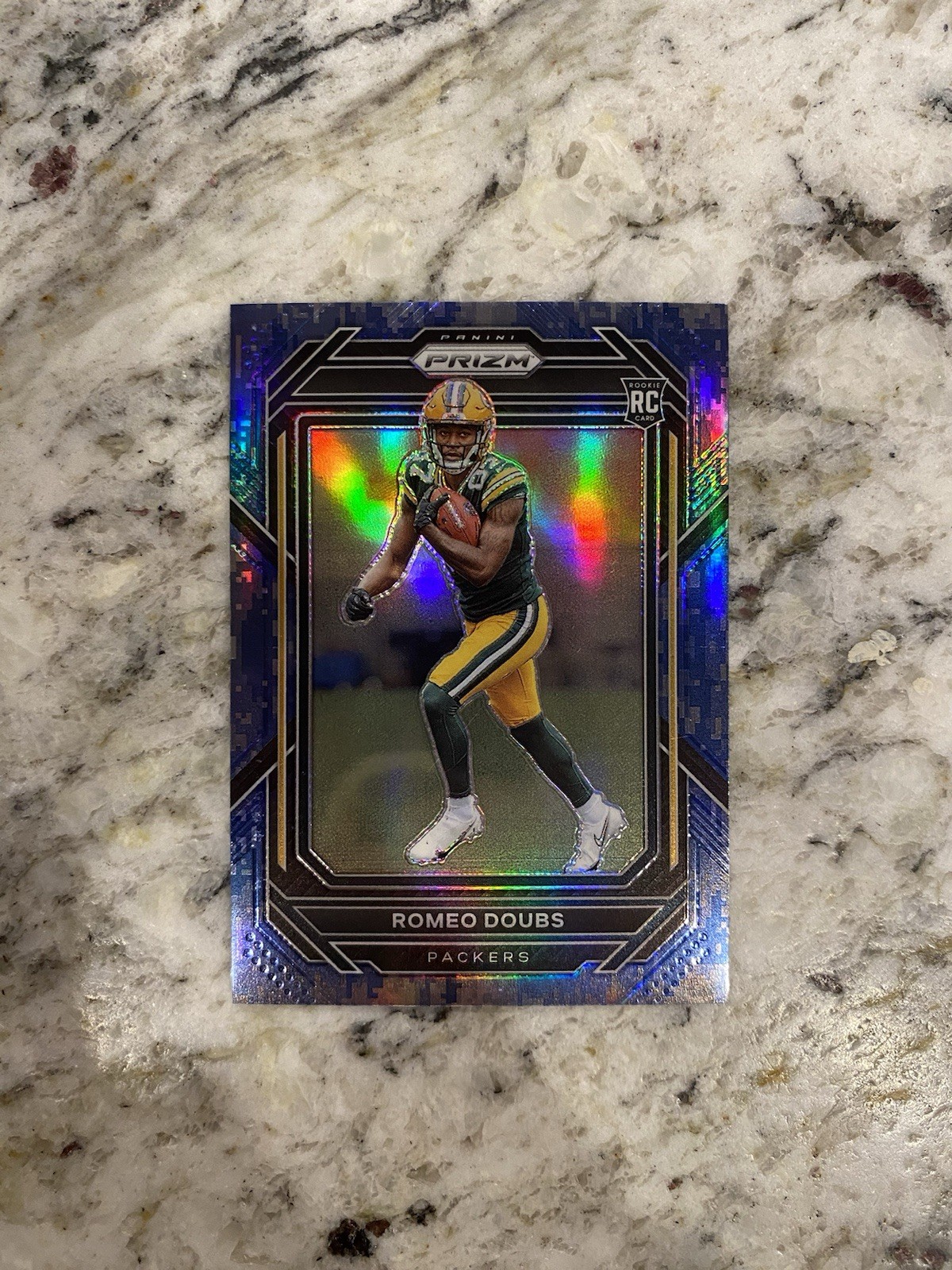 Romeo Doubs 2022 Panini Prizm Navy Blue Camo Prizm Rookie /25 #337 GB Packers