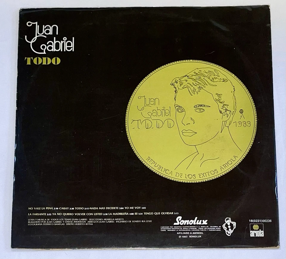 Juan Gabriel ‎– Todo - La Farsante - Ariola Colombia 1983 - Image 2 of 4