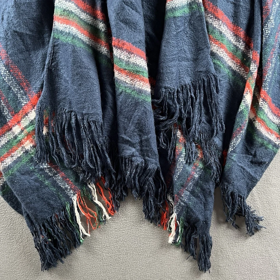 Poncho Free People Capa Talla Única Manta Envoltura Azul Rayas Flecos Azteca Wren Foto 2 de 4