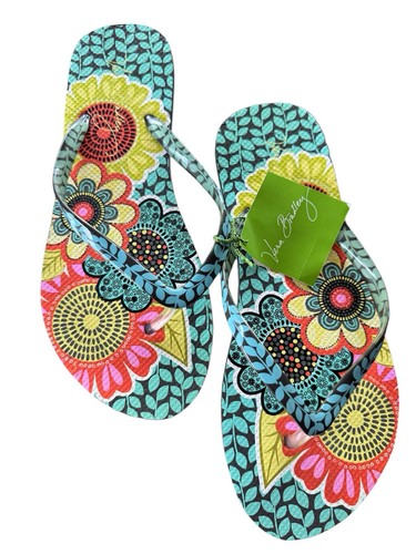 VERA BRADLEY Shoes Women's Size 7-8 Colorful Flower Shower Flip Flops Sandals