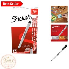 Ultra Fine Tip Permanent Markers - 12 Pack Black, Quick Dry, Water Resistant