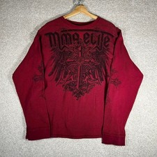 Y2K MMA elite burgundy red graphic grunge skater thermal shirt