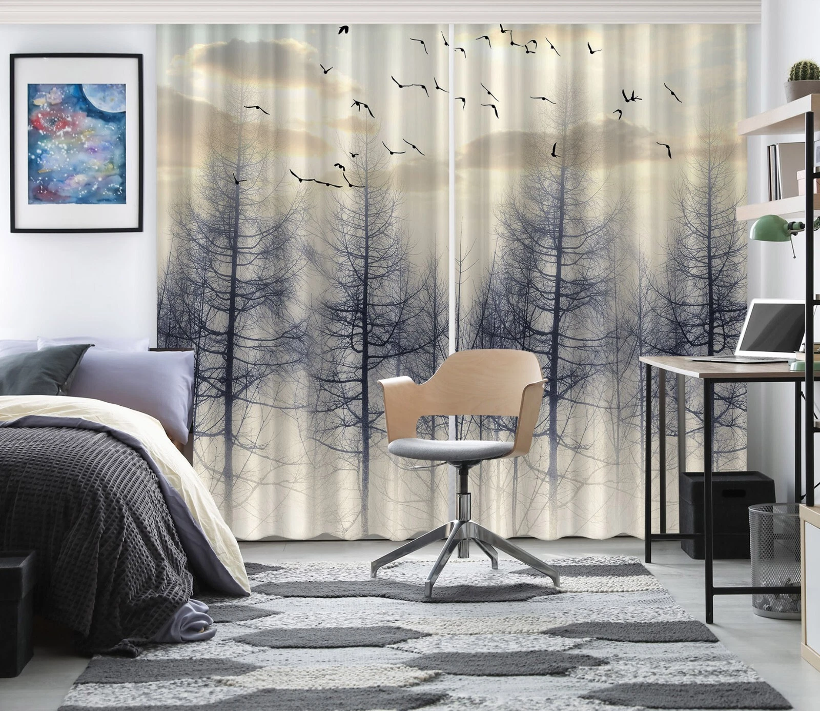 3D Haze Sea ZHUC370 Photo Curtain Window Blockout Fabric Vera 2023