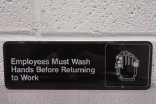 Employees Must Wash Hands Sign 9"x3" UPC 20530 - New