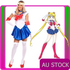 Ladies Sailor Moon Costume Blue Anime Cosplay Japanese Cartoon Fancy Dress