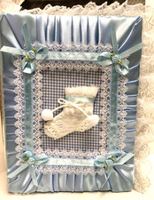 Blue satin with Lace Photo Album 4x6 - Picture Album 200 Slots Album 10"x7.5"