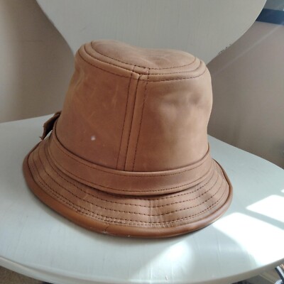 New York Hat Co Vintage Leather Fedora Rust size XL Made in