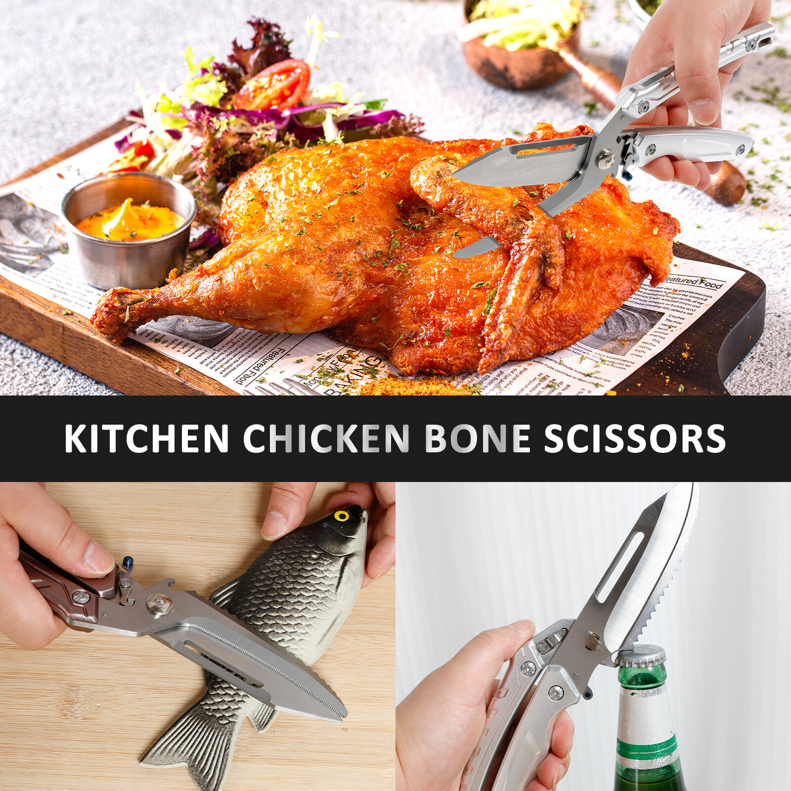 Stainless Steel Poultry Shears Multipurpose Kitchen Scissors for Cutting Meat-image