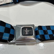 Buckle Down Skate Goods Colorful Blue Checkerboard Mustang Seat Belt Buckle