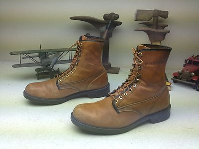 DISTRESSED MADE IN USA WOLVERINE VINTAGE BROWN LEATHER ENGINEER WORK BOOT 13 B