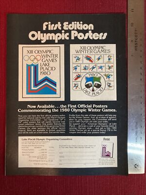 1980 Olympic Winter Games Posters Offer Print Ad - Great To Frame!