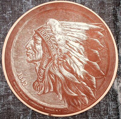 Vintage 1940s Iroquois Indian Head Beer & Ale Bar Placemat