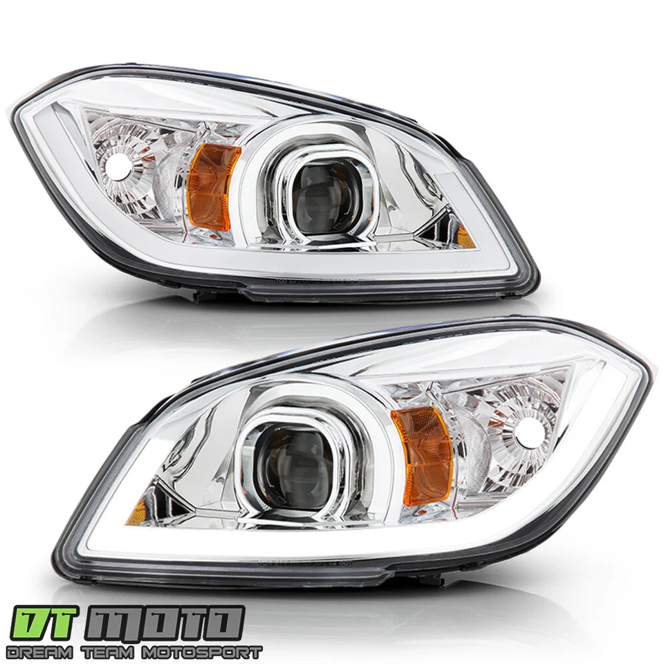 2005-2010 Chevy Cobalt 2007-2010 Pontiac G5 Chrome LED Tube Projector Headlights - Image 2 of 4