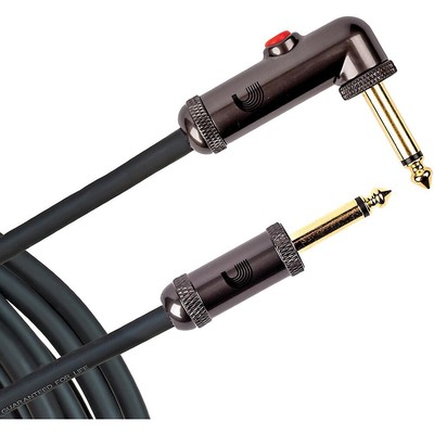 D'Addario Circuit Breaker Cable With Latching Switch, Right Angle 10 ft. Black
