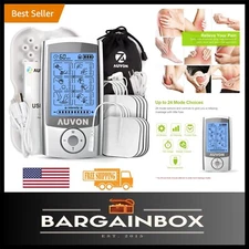 4th Gen Muscle Stimulator: 24 Modes TENS Unit with Rechargeable Batteries & Pads