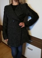 Damen Marken-Woll-Kurzmantel, Grau-Schwarz Ltb GroßE L Neu