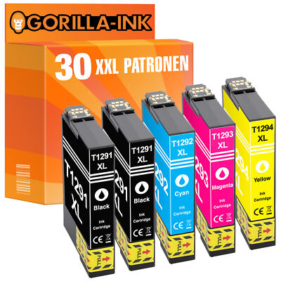 30 Patronen für Epson T1291-T1294 | Stylus SX 230 235W 425W Office BX 305FW 525