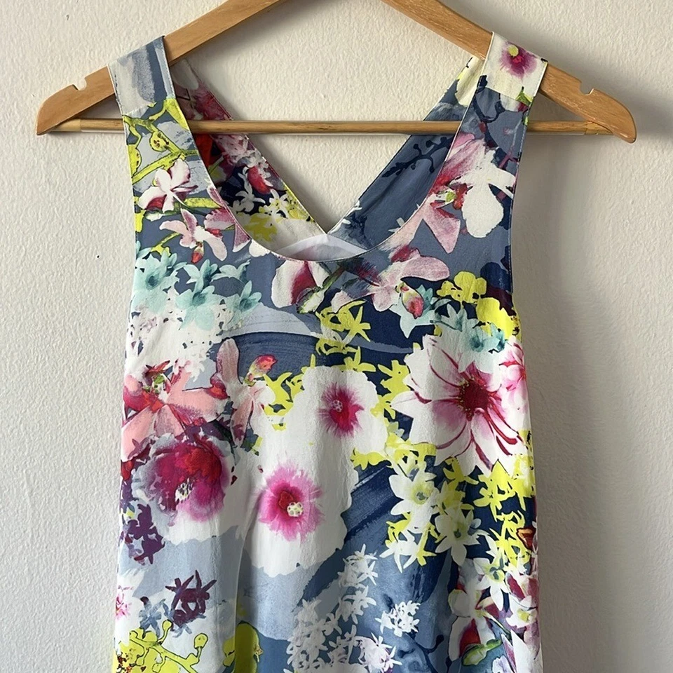 Синтия Роули шелк без рукавов Shift платье в многоцветный цветочный размер 4 - Изображение 2 из 4