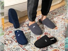 Pantofole Uomo Invernali in Tessuto Trapuntato Morbide Comode per Relax Comfort