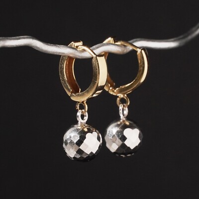 Michael Hill 10k Yellow White Gold Disco Ball Drop Hoop Earrings