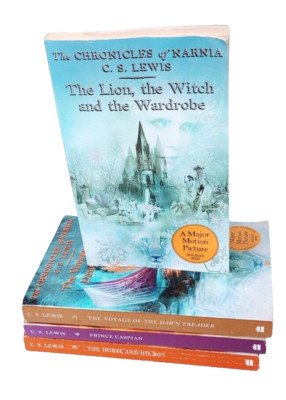 Chronicles of Narnia 4 Book Lot C.S. Lewis Lion Witch and the Wardrobe ...