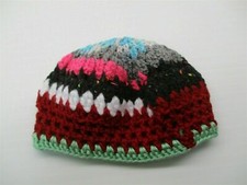 new HANDMADE Hat Toddler Girl's Acrylic Knit Multicolor Crochet Dome Beanie