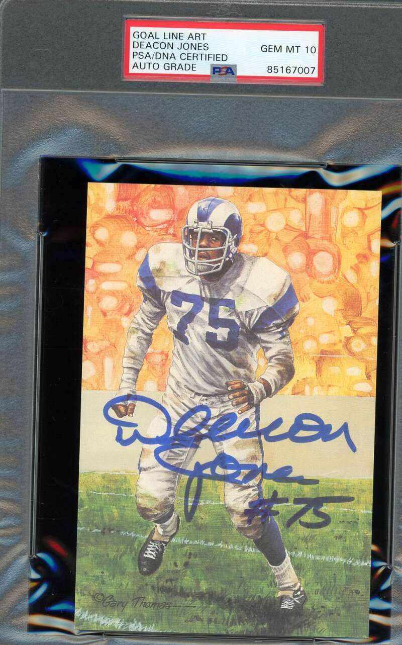 Deacon Jones Gem Mint 10 PSA DNA Signed Goal Line Art Card GLAC Autographed