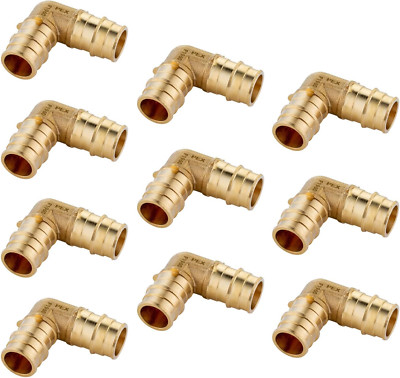 (Pack of 10)  Pex a Full Flow Expansion Brass Fitting 3/4''X 3/4'' Elbow ONLY for