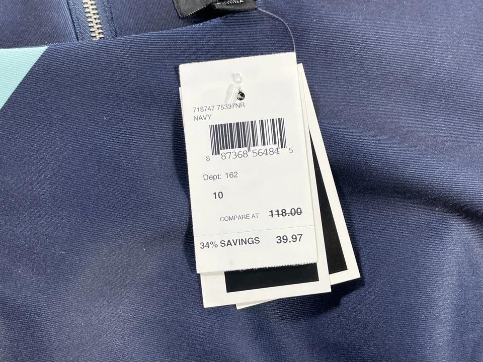 Vestido floral azul marino Eci New York para mujer talla 10 NUEVO Foto 3 de 4