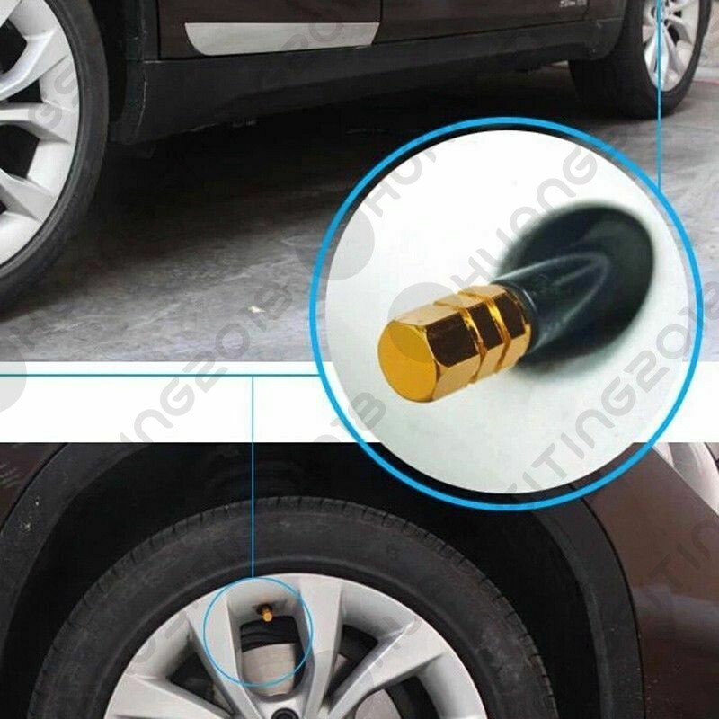 Gold Aluminum Tire/Wheel Air Pressure Valve Stem CAPS For AutoCar