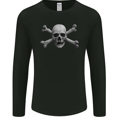 The Jolly Roger Skull Pirates Sailing Sailor Herren Langarm T-Shirt