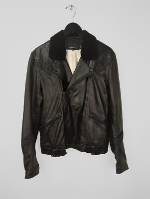 3.1 PHILLIP LIM Men's Sz S Black Leather Shearling Motorcycle