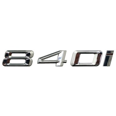 Silber Chrom 840i Heck Kofferraum Flach Auto Abzeichen Emblem Buchstabe Nummer für BMW