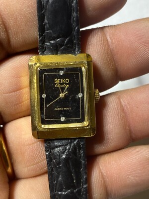 Ladies Gold Tone Seiko Electra Diamond Analog Watch