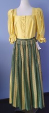 Krüger Dirndlkleid Seide 100% Gelb Grün Gr.36 Trachtkleid Volksfest
