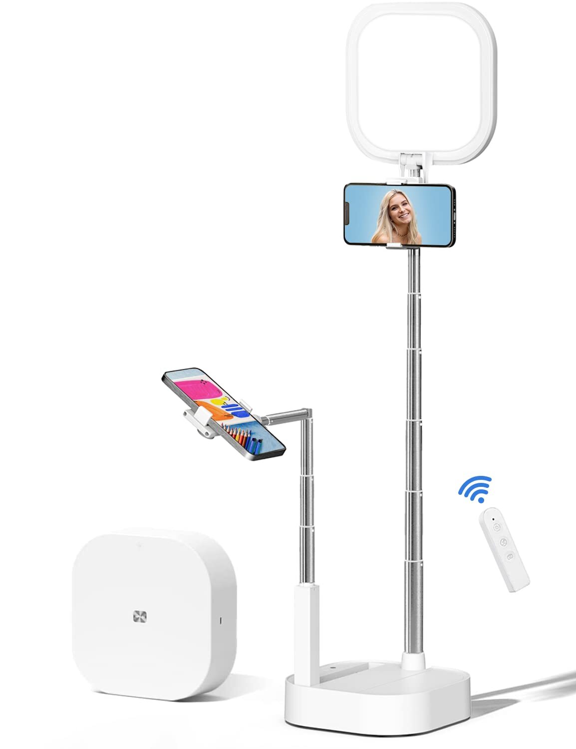 Phone Stand for Recording, Overhead Phone Mount Holder with Light, Foldable/R...