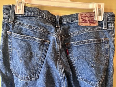 Levi's Women's Blue Medium Wash Straight Jeans Cotton Denim Button 5-Pocket