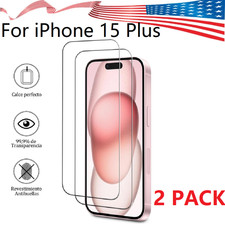 2 Pack For Apple iPhone 15 Plus Tempered Glass Screen Protector Glass Film Cover