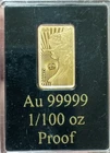 $10 Solomon Islands 1/100 oz .99999 Gold Bar Liberty - Worlds Purest. In Capsule