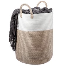 58L Cotton Rope Basket Large Blanket Woven Storage Organiser Nursery Laundry