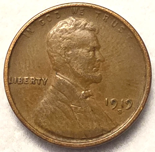 1919-S Lincoln Cent Good (G) to FINE (F) Circulated Condition Copper Penny