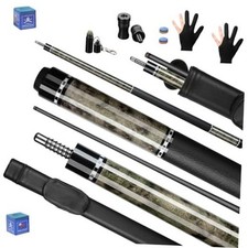 Carbon Fiber Pool Cue, 100 Carbon Fiber Shaft 58" 19.5oz Black Grey