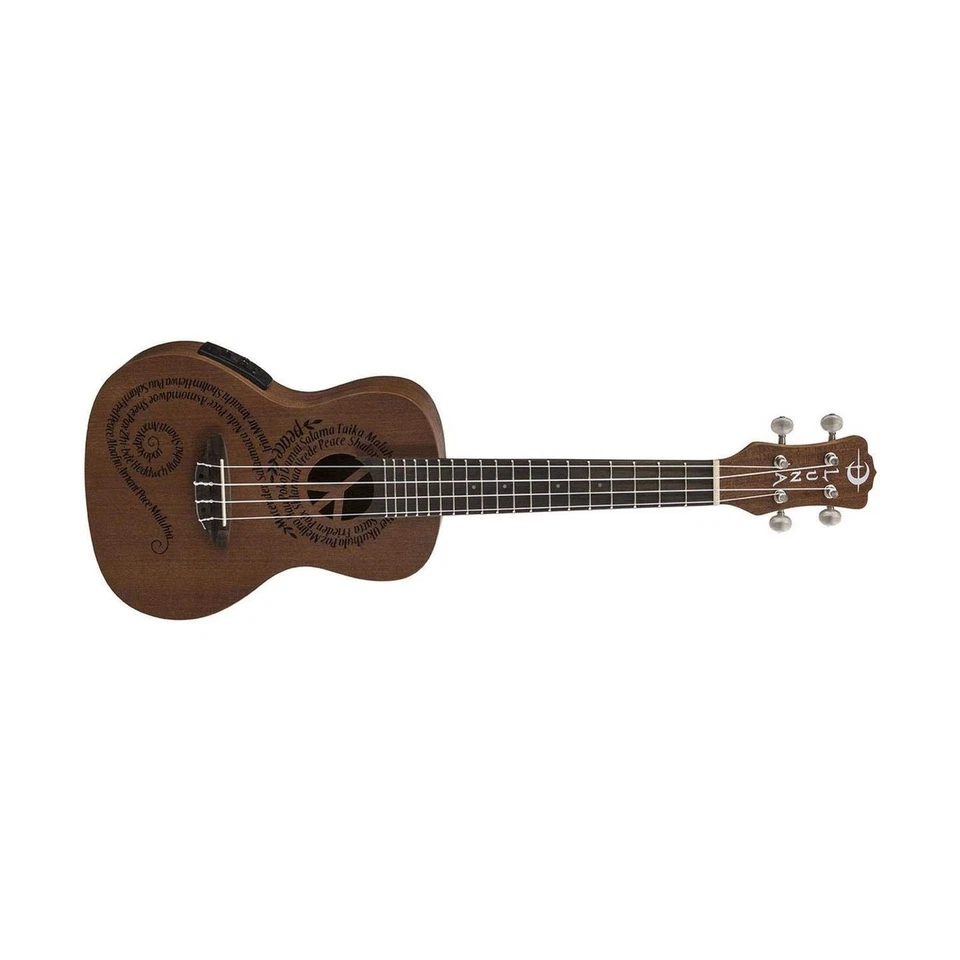 Luna Maluhia Peace Concert Acoustic/Electric Ukulele with Preamp & Gig Bag, S... - Image 3 of 3