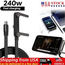 2-in-1 Invisible Holder Charger Cable – 240W Fast Charging Cord with Phone Stand