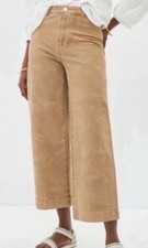 Anthropologie Pilcro James Cropped Wide Leg Pants 27 Taupe Tan High Rise Stretch