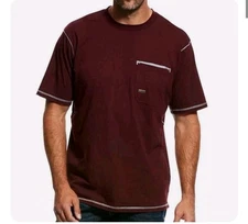 Ariat Men's Rebar Workman Crew Short Sleeve Shirt XXL/2XL Malbec/Plum