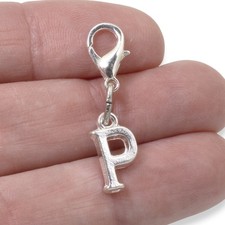 Letter P Clip On Charm: Silver Initial Alphabet Personalized Jewelry Gift Dangle