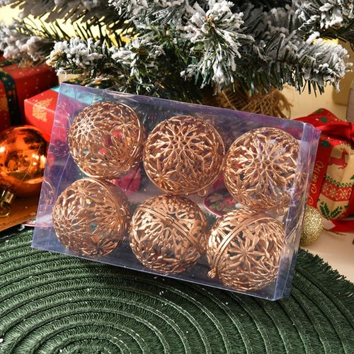 6pcs Hollow Christmas Tree Balls 6cm Ornaments Decorative Balls - Picture 5 of 10