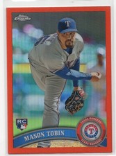 Mason Tobin 2011 Topps Chrome Orange Refractor Rookie #194 Texas Rangers Card. rookie card picture