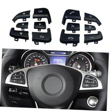 Car Steering Wheel Control Button Cover for Mercedes Benz A B Left-6pcs Black